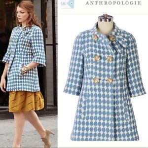 Leifsdottir Blue Houndstooth Checkered Coat